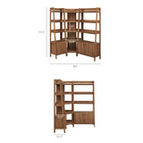 Finch 3 Piece Corner Bookshelf Set With Wide and Narrow Bookshelves in Walnut