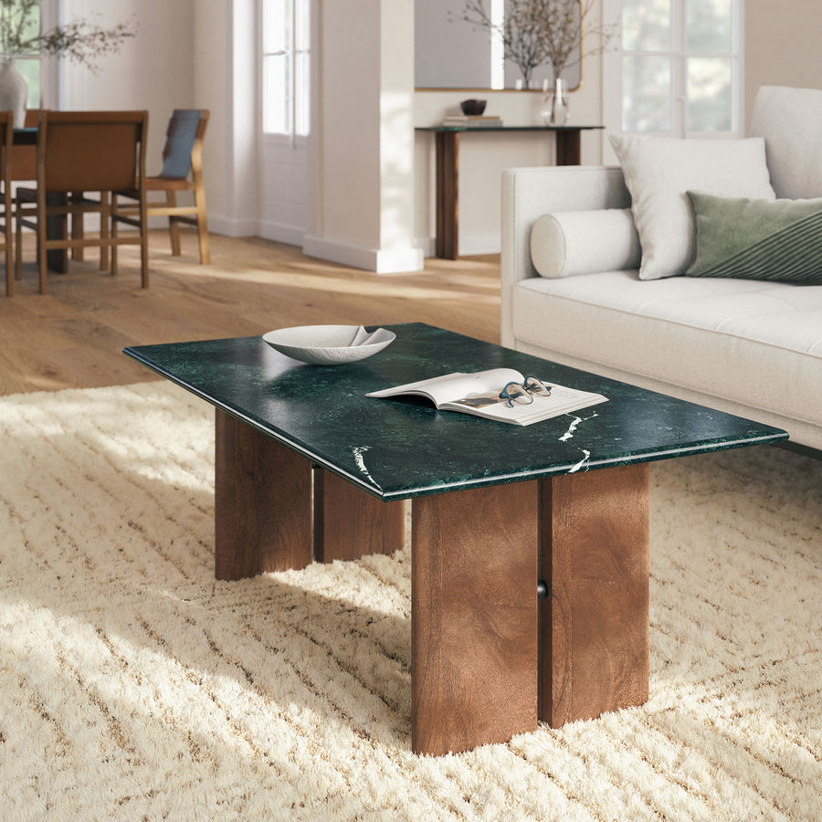 Ember Marble Coffee Table in Walnut Green Marble