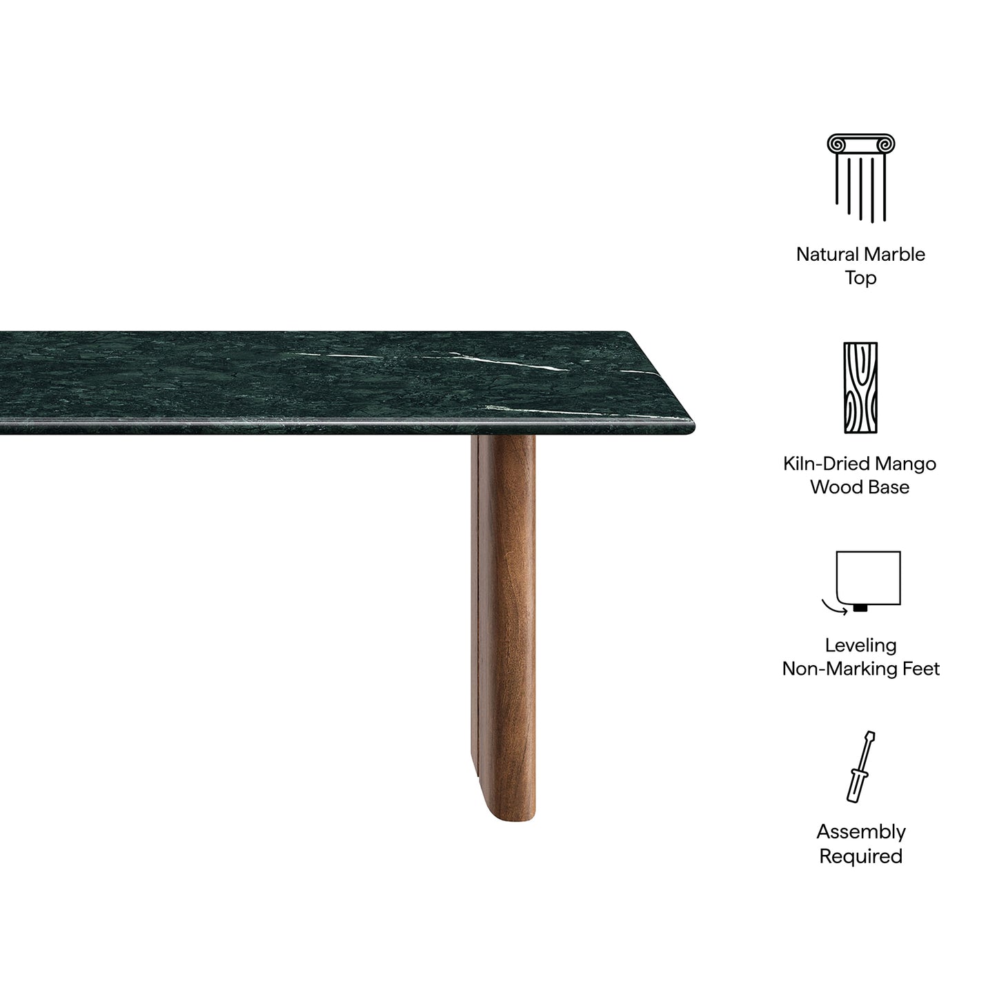 Ember Marble Coffee Table in Walnut Green Marble