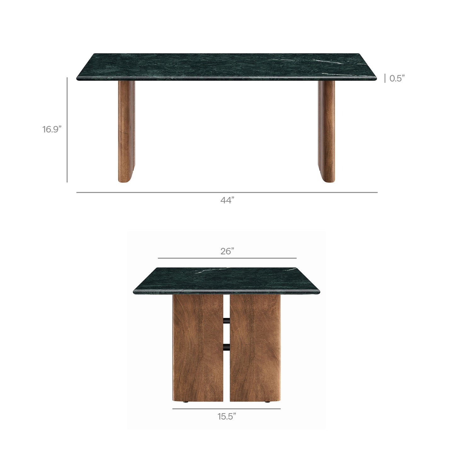 Ember Marble Coffee Table in Walnut Green Marble