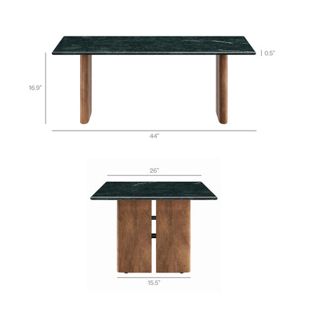 Amistad Marble Coffee Table in Walnut Green Marble