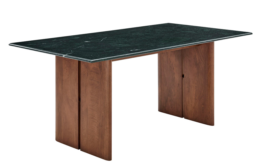 Ember 72 Inch Marble Dining Table in Walnut Green Marble