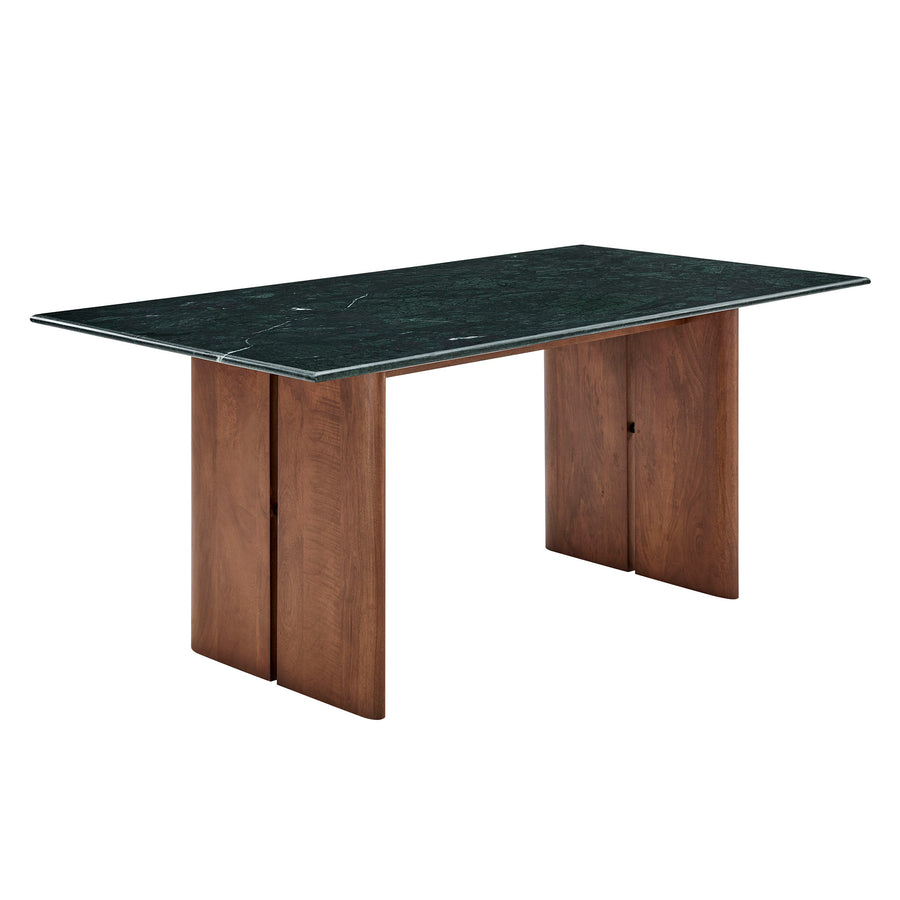 Ember 72 Inch Marble Dining Table in Walnut Green Marble