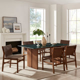 Ember 72 Inch Marble Dining Table in Walnut Green Marble