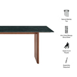 Ember 72 Inch Marble Dining Table in Walnut Green Marble