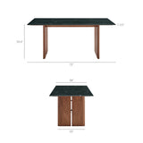 Ember 72 Inch Marble Dining Table in Walnut Green Marble