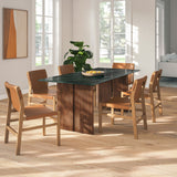 Ember 86 Inch Marble Dining Table in Walnut Green Marble