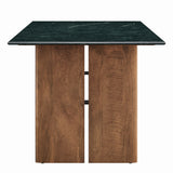 Ember 86 Inch Marble Dining Table in Walnut Green Marble