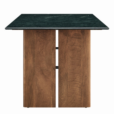 Amistad 86 Inch Marble Dining Table in Walnut Green Marble