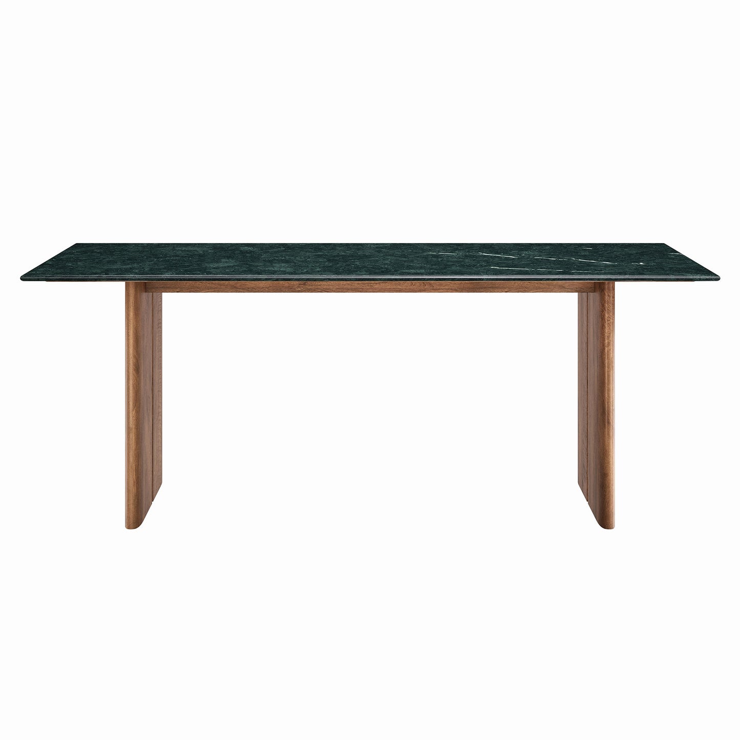Ember 86 Inch Marble Dining Table in Walnut Green Marble