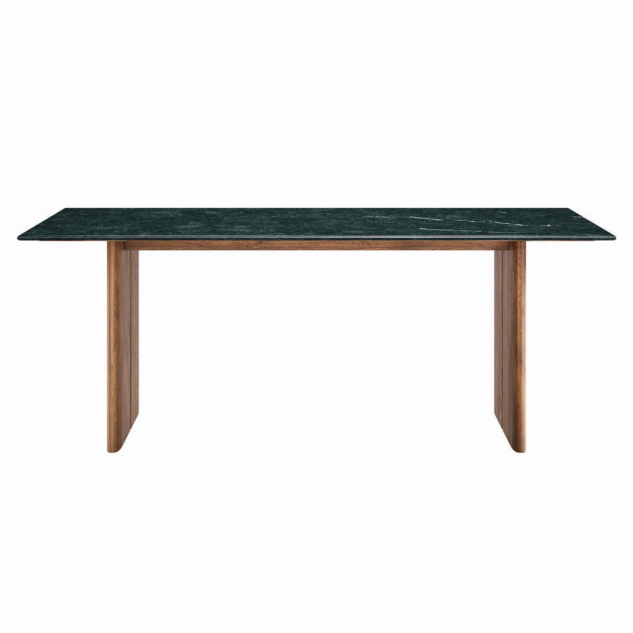 Ember 86 Inch Marble Dining Table in Walnut Green Marble