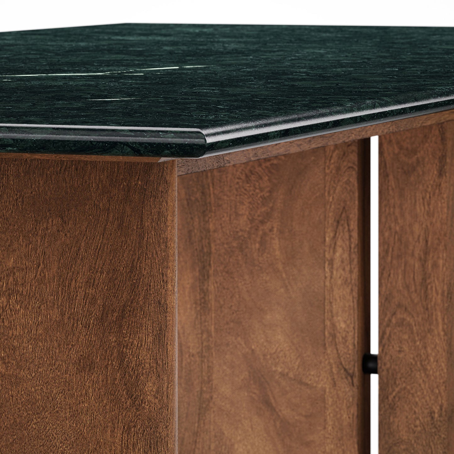 Ember 86 Inch Marble Dining Table in Walnut Green Marble