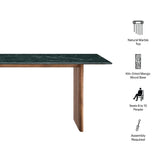 Ember 86 Inch Marble Dining Table in Walnut Green Marble