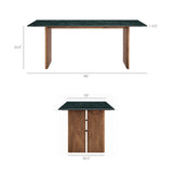 Ember 86 Inch Marble Dining Table in Walnut Green Marble