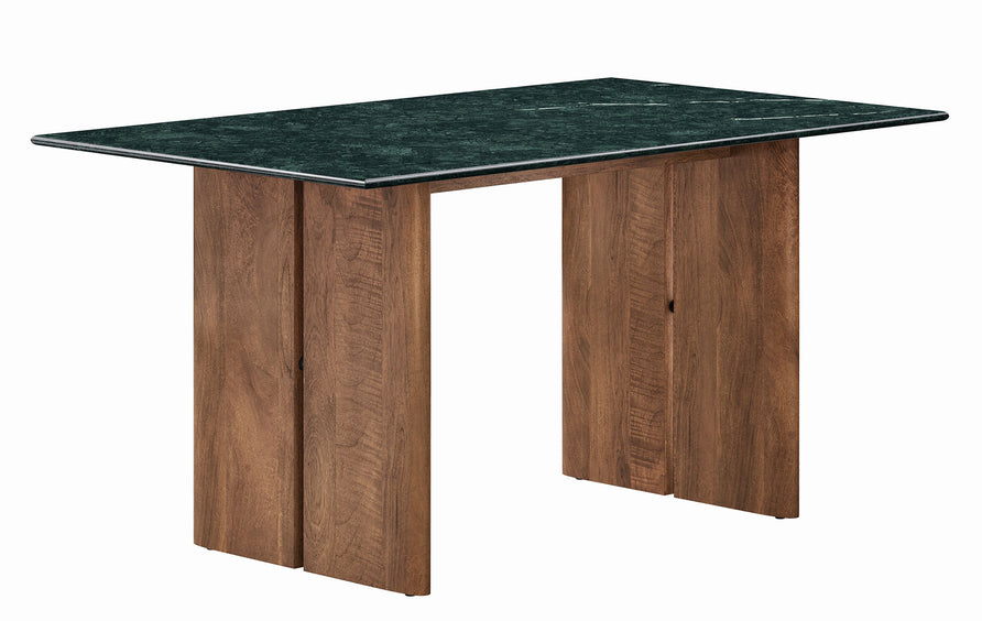 Ember 60 Inch Marble Dining Table in Walnut Green Marble