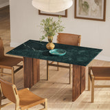 Ember 60 Inch Marble Dining Table in Walnut Green Marble