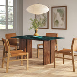Ember 60 Inch Marble Dining Table in Walnut Green Marble