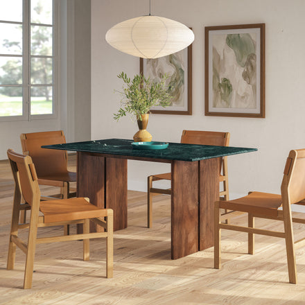 Amistad 60 Inch Marble Dining Table in Walnut Green Marble