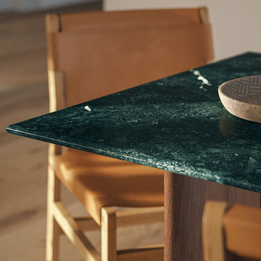 Ember 60 Inch Marble Dining Table in Walnut Green Marble