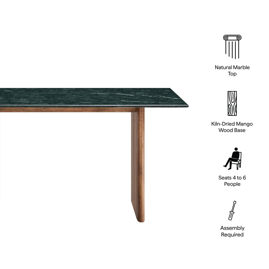 Ember 60 Inch Marble Dining Table in Walnut Green Marble