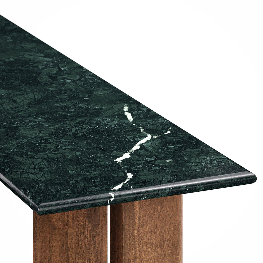 Ember 46 Inch Marble Console Table in Walnut Green Marble