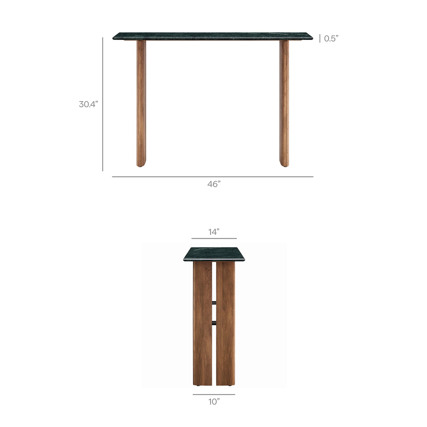 Ember 46 Inch Marble Console Table in Walnut Green Marble