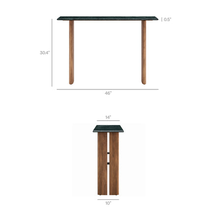 Amistad 46 Inch Marble Console Table in Walnut Green Marble