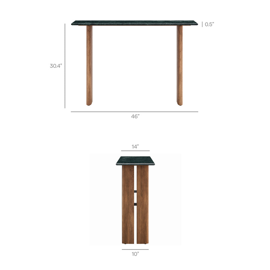 Ember 46 Inch Marble Console Table in Walnut Green Marble
