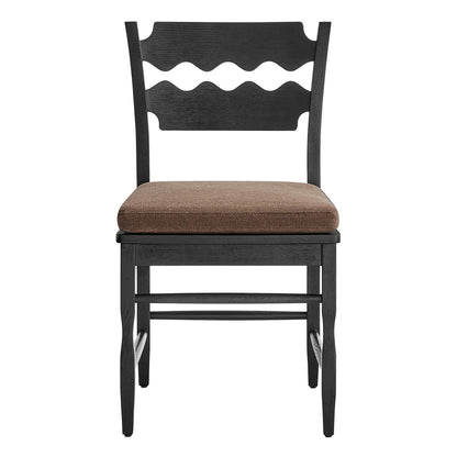 Jax Oak Wood Dining Chair With Wavy Razor Back and Cushion by Furniture for America
