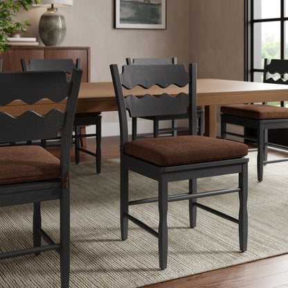 Jax Oak Wood Dining Chair With Wavy Razor Back and Cushion by Furniture for America