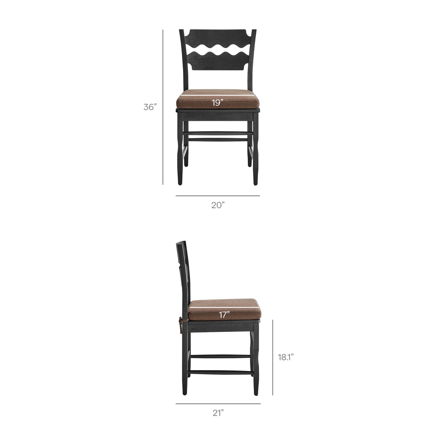 Jax Oak Wood Dining Chair With Wavy Razor Back and Cushion by Furniture for America