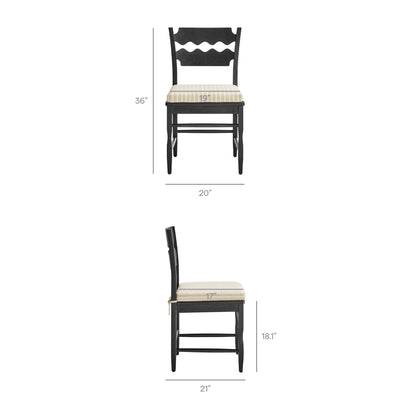 Jax Oak Wood Dining Chair With Wavy Razor Back and Cushion by Furniture for America