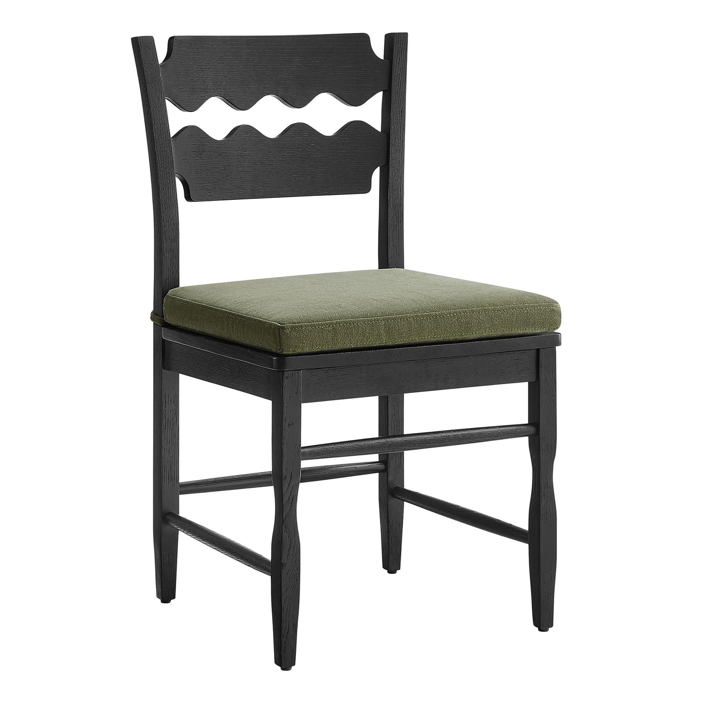Jax Oak Wood Dining Chair With Wavy Razor Back and Cushion by Furniture for America