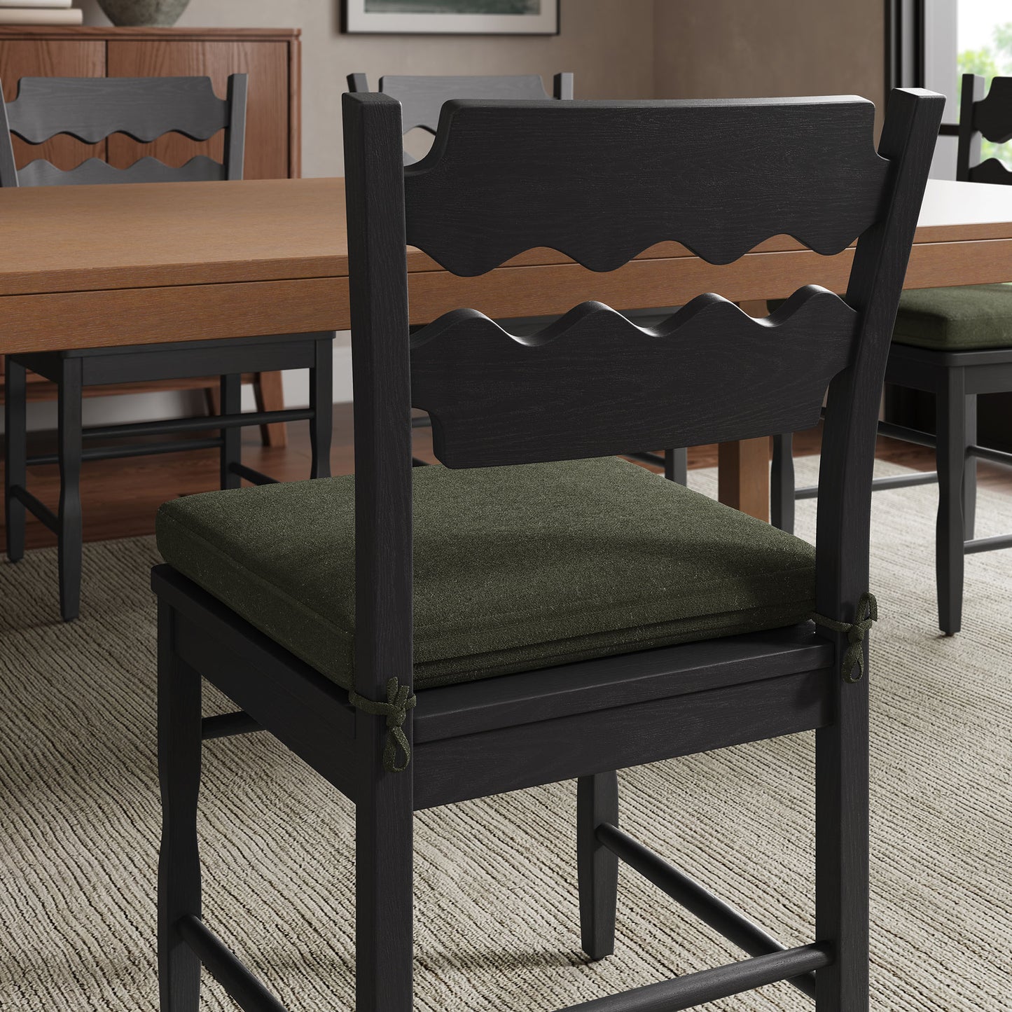 Jax Oak Wood Dining Chair With Wavy Razor Back and Cushion by Furniture for America