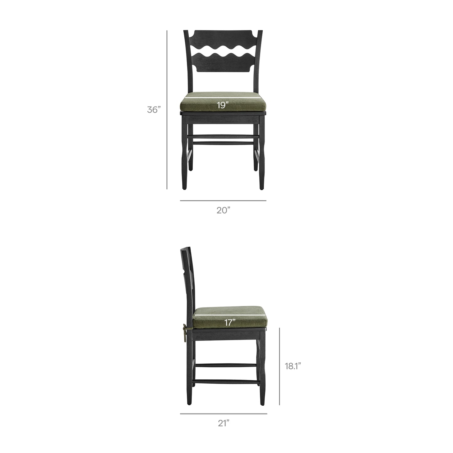 Jax Oak Wood Dining Chair With Wavy Razor Back and Cushion by Furniture for America