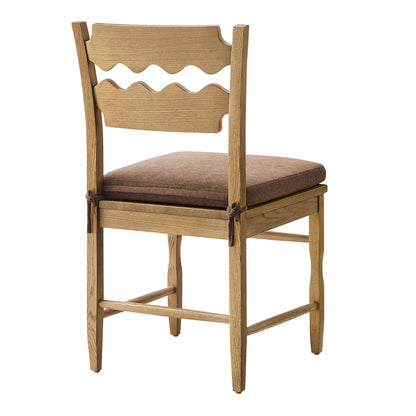 Jax Oak Wood Dining Chair With Wavy Razor Back and Cushion by Furniture for America