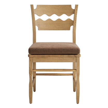 Jax Oak Wood Dining Chair With Wavy Razor Back and Cushion by Furniture for America