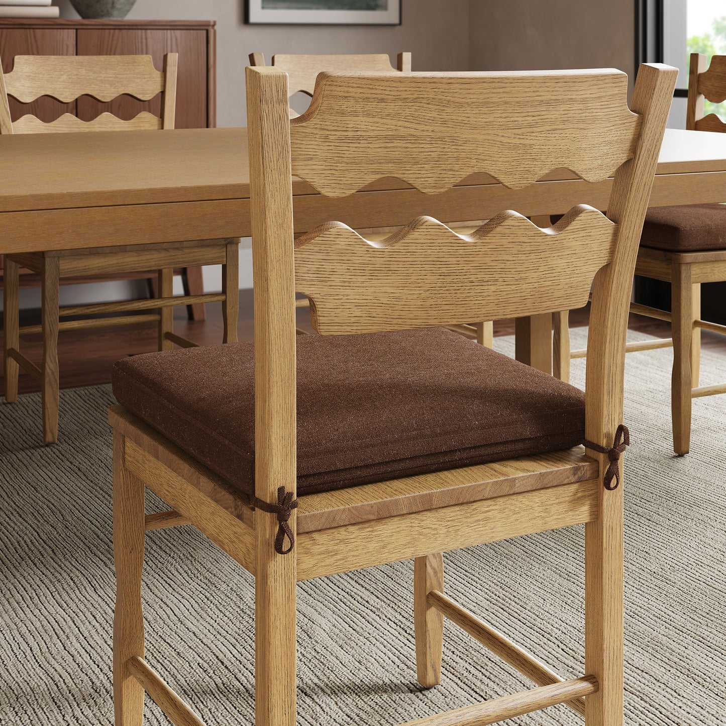 Jax Oak Wood Dining Chair With Wavy Razor Back and Cushion by Furniture for America