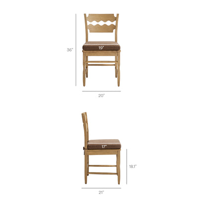 Jax Oak Wood Dining Chair With Wavy Razor Back and Cushion by Furniture for America
