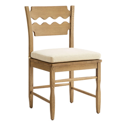 Jax Oak Wood Dining Chair With Wavy Razor Back and Cushion by Furniture for America