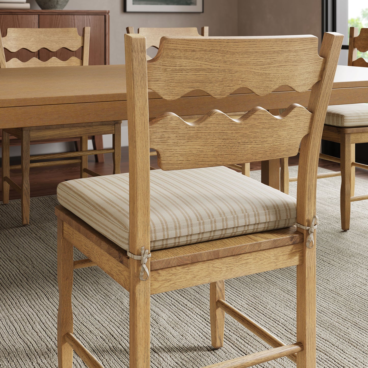 Jax Oak Wood Dining Chair With Wavy Razor Back and Cushion by Furniture for America