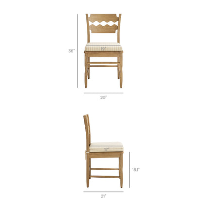 Jax Oak Wood Dining Chair With Wavy Razor Back and Cushion by Furniture for America