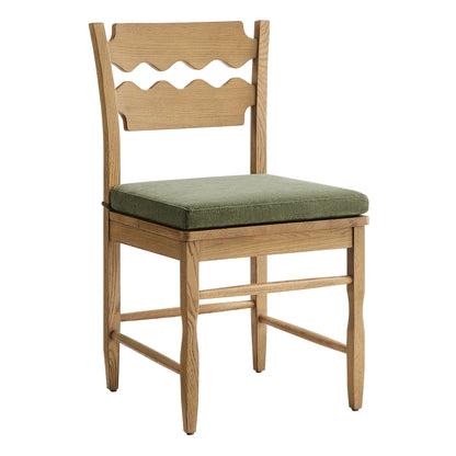 Jax Oak Wood Dining Chair With Wavy Razor Back and Cushion by Furniture for America