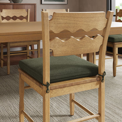 Jax Oak Wood Dining Chair With Wavy Razor Back and Cushion by Furniture for America
