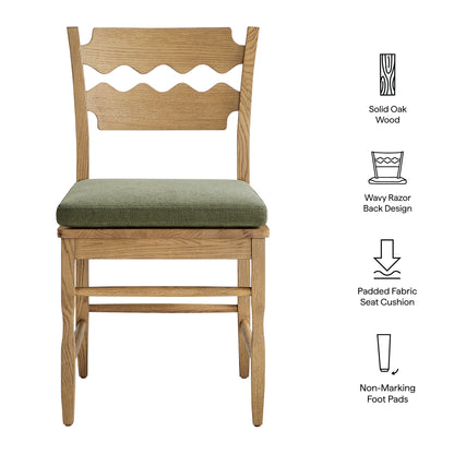 Jax Oak Wood Dining Chair With Wavy Razor Back and Cushion by Furniture for America