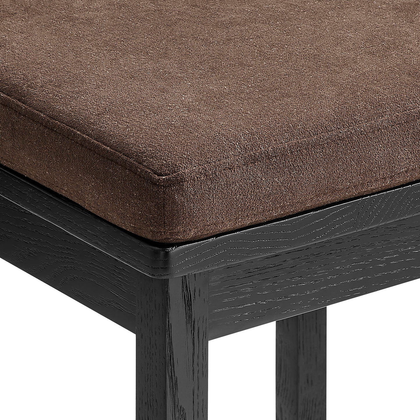 Lennox Oak Wood Counter Stool With Wavy Razor Back and Cushion in Black Cocoa
