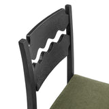 Lennox Oak Wood Counter Stool With Wavy Razor Back and Cushion in Black Sage