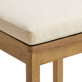 Lennox Oak Wood Counter Stool With Wavy Razor Back and Cushion in Weathered Oak Linen