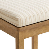 Lennox Oak Wood Counter Stool With Wavy Razor Back and Cushion in Weathered Oak Oatmeal Stripe