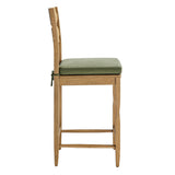 Lennox Oak Wood Counter Stool With Wavy Razor Back and Cushion in Weathered Oak Sage